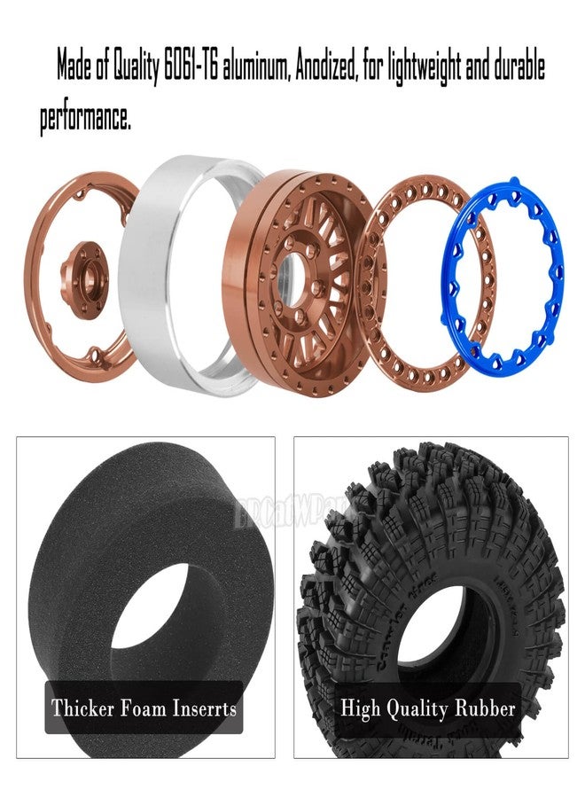 BRCatWPark 4Pcs RC 1.9 Wheel Tires for 1/10 TRX4 TRX6 SCX10 SCX10 II 90046 SCX10 III AXI03007 SCX10 Pro Gen7/8 D90 VS4-10 MST CFX RC Crawler Car,12mm Hex Wheels Rims and Rubber Tires w/Sponge,Brown - Image 4